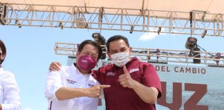 Llega Mario Delgado a Juárez a apoyar a Cruz Pérez Cuéllar