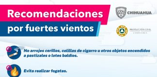 Protección Civil Estatal emite alerta amarilla por fuertes rachas de viento