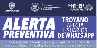 Alerta Policía Cibernética sobre virus troyano que afecta a WhatsApp