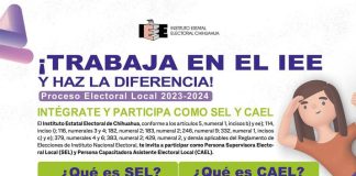 Invita IEE a trabajar como SEL y CAEL para el Proceso Electoral