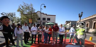 Inaugura alcalde Cruz Pérez Cuellar área peatonal “Sendas del Desierto” en la Zona Centro