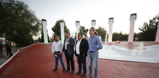 Entrega presidente Cruz Pérez Cuellar trabajos de rehabilitación de la Fuente-Monumento Triunfo de la República