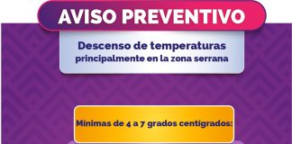 Pronostica Protección Civil Estatal descenso de temperaturas y lluvias aisladas en la región serrana