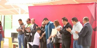 Alcalde Cruz Pérez Cuéllar entrega domo nuevo a alumnos de la Escuela Primaria 18 de Marzo